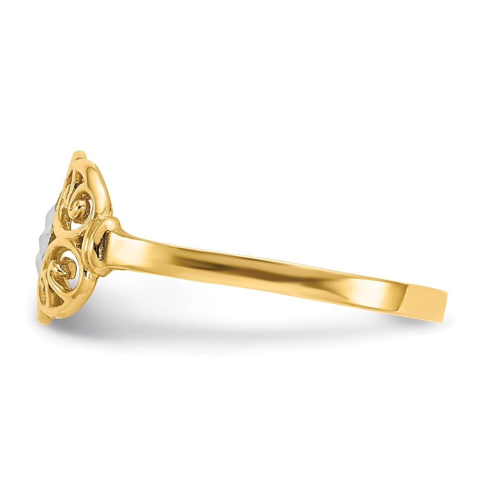 14k Yellow Gold w/Rhodium Filigree Ring