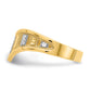 14k Yellow Gold w/Rhodium Chevron W/Diamond-Cut Stripes Ring