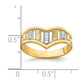 14k Yellow Gold w/Rhodium Chevron W/Diamond-Cut Stripes Ring
