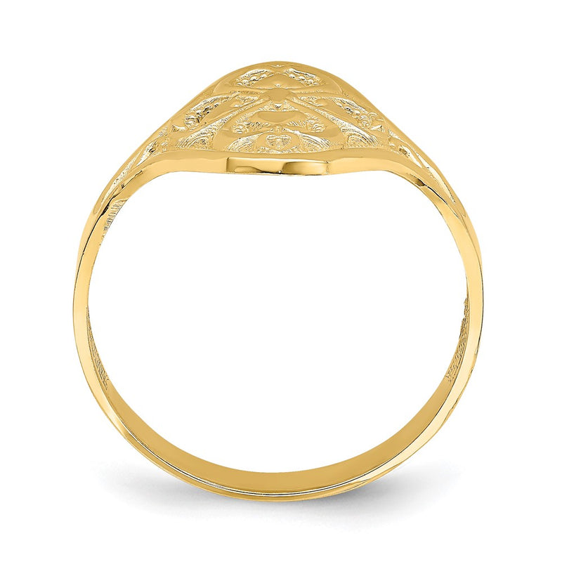 14K Yellow Gold Diamond-cut Filigree Ring