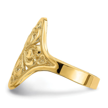 14K Yellow Gold Diamond-cut Filigree Ring