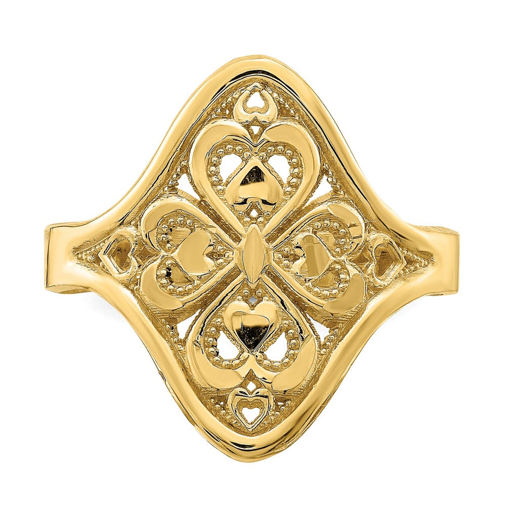 14K Yellow Gold Diamond-cut Filigree Ring