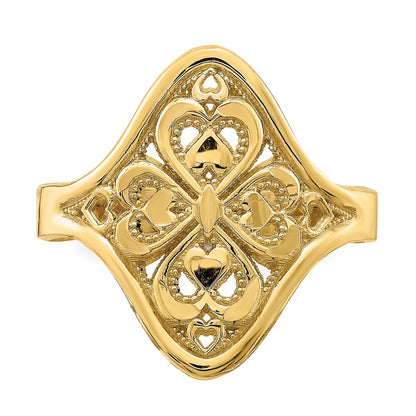 14K Yellow Gold Diamond-cut Filigree Ring