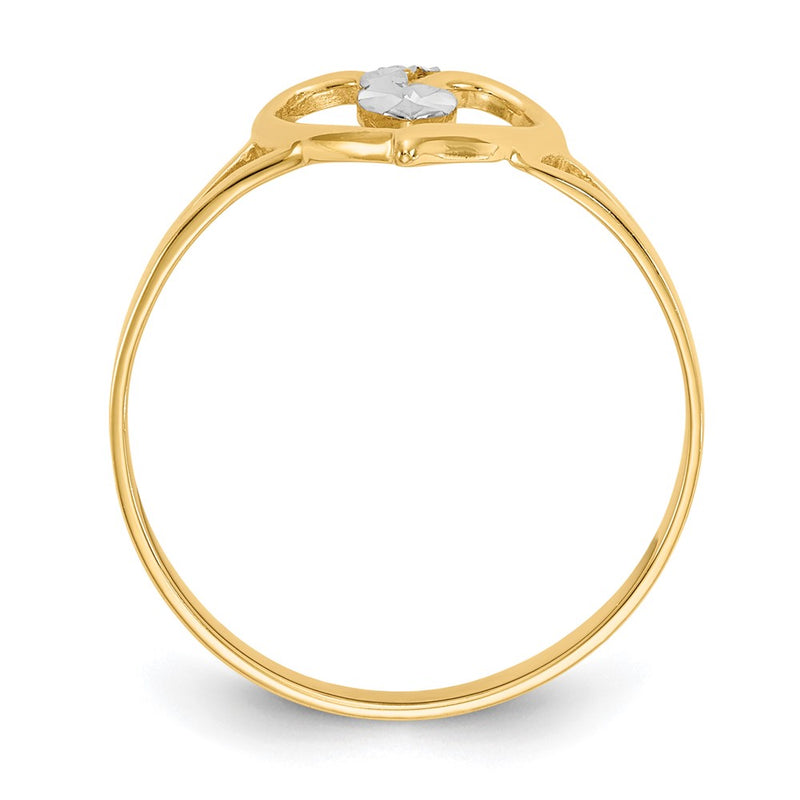 14k Yellow Gold and White Rhodium Polished Heart Ring