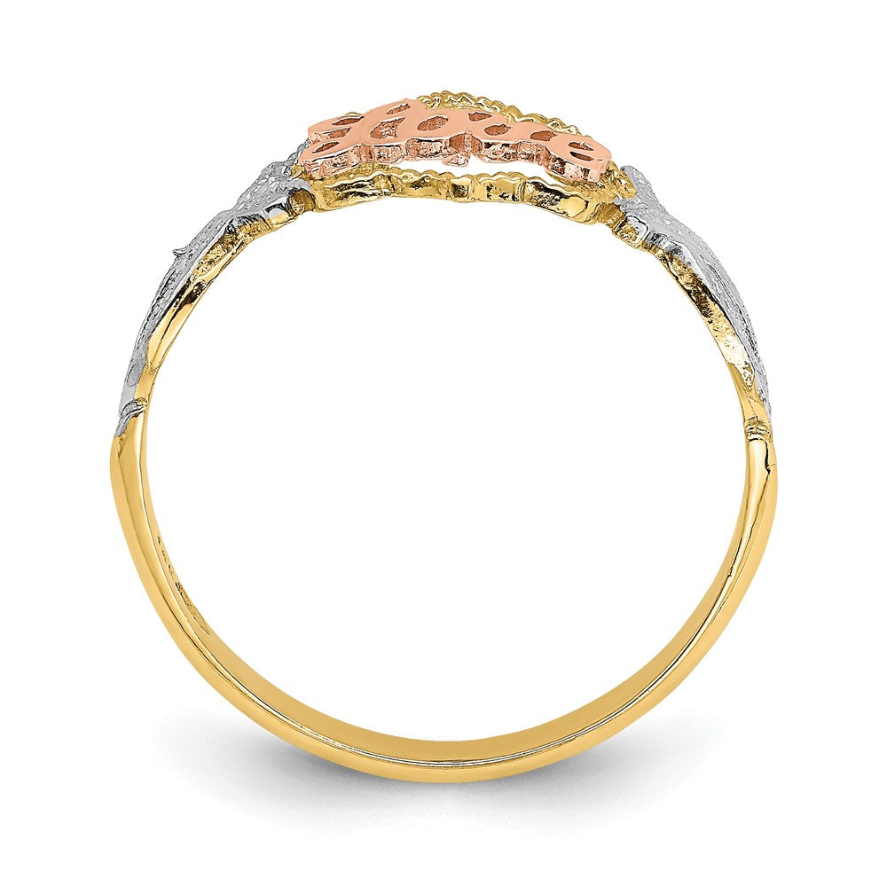 14k Yellow and Rose Gold w/Rhodium Love Ring