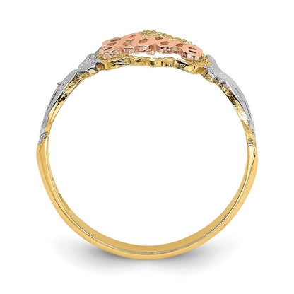 14k Yellow and Rose Gold w/Rhodium Love Ring