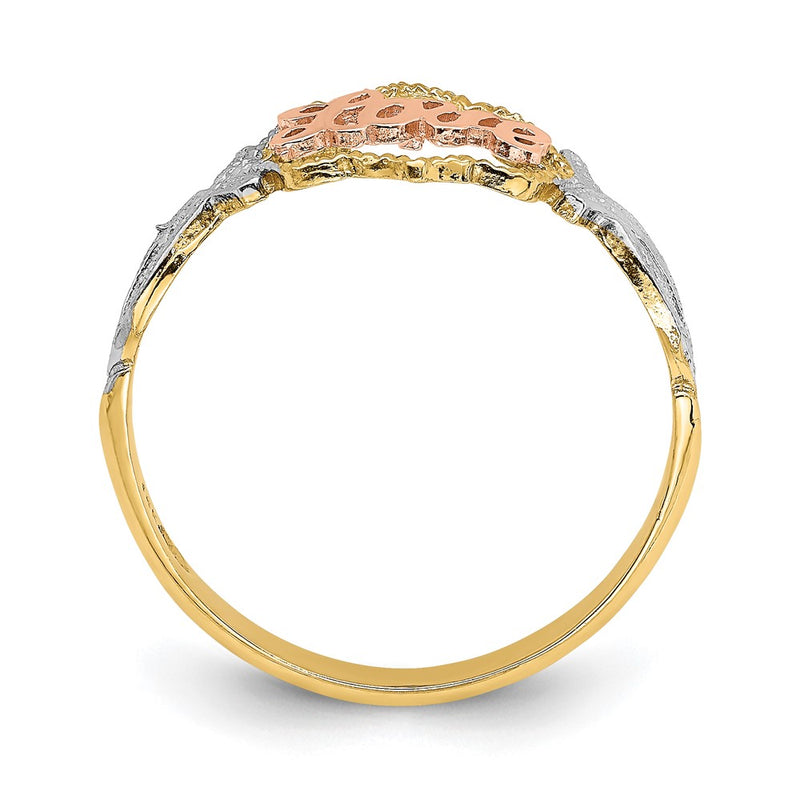 14k Yellow and Rose Gold w/Rhodium Love Ring