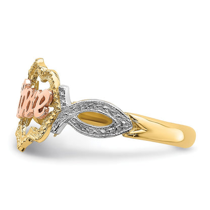 14k Yellow and Rose Gold w/Rhodium Love Ring