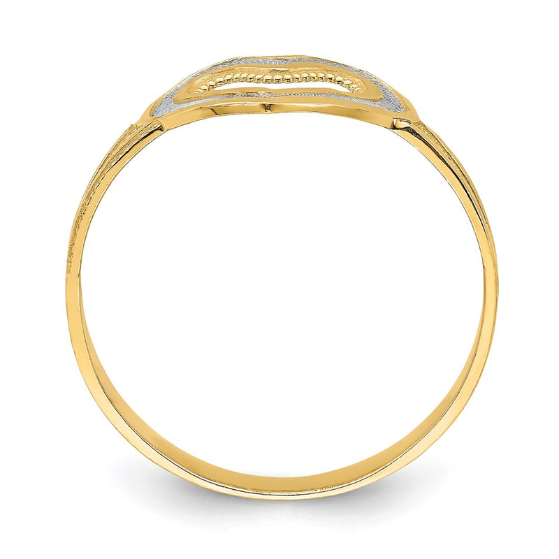 14k Yellow Gold and Rhodium Diamond-cut Heart Ring