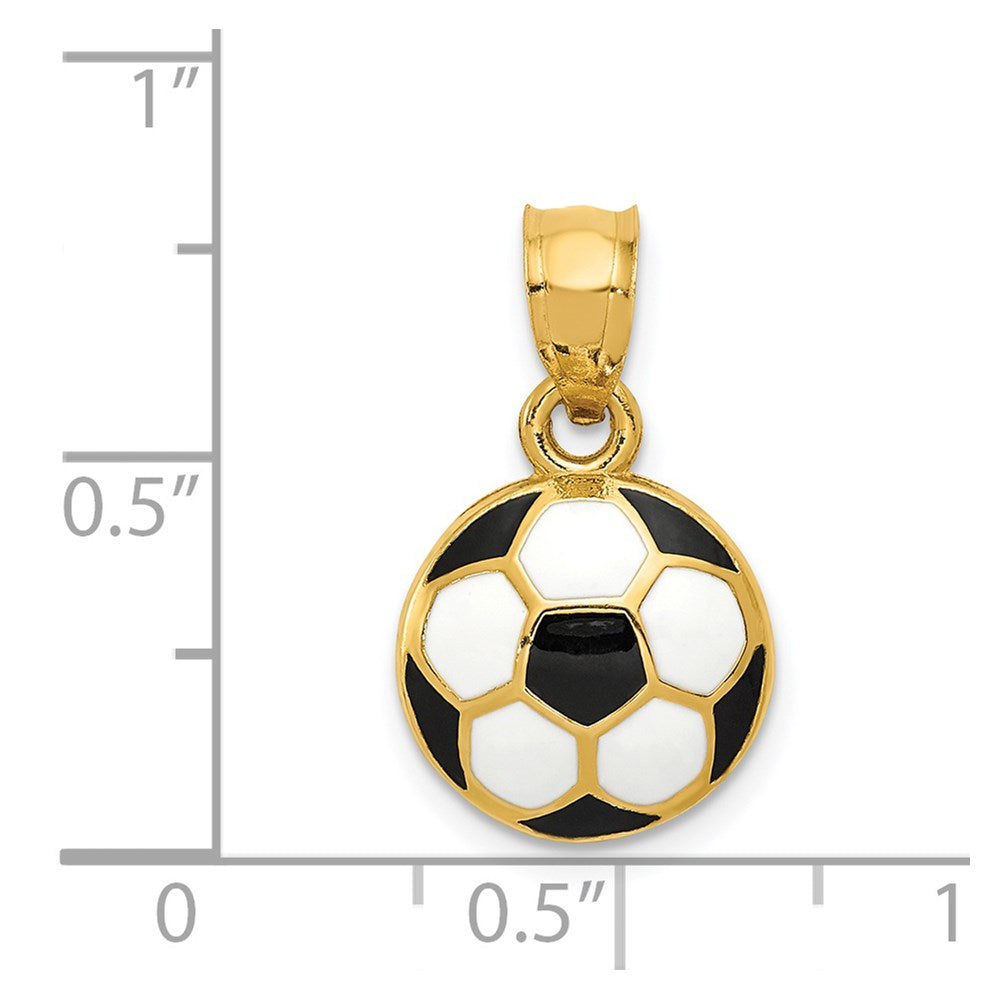 14k Yellow Gold Enameled Soccer Ball Pendant
