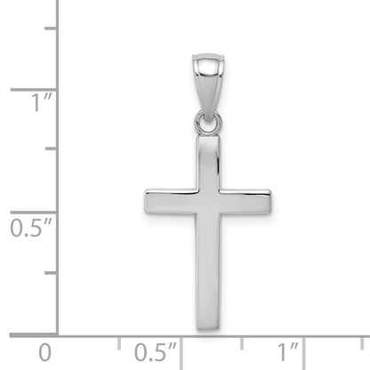 14k White Gold Beveled Cross Charm