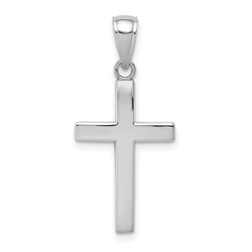 14k White Gold Beveled Cross Charm