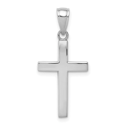 14k White Gold Beveled Cross Charm