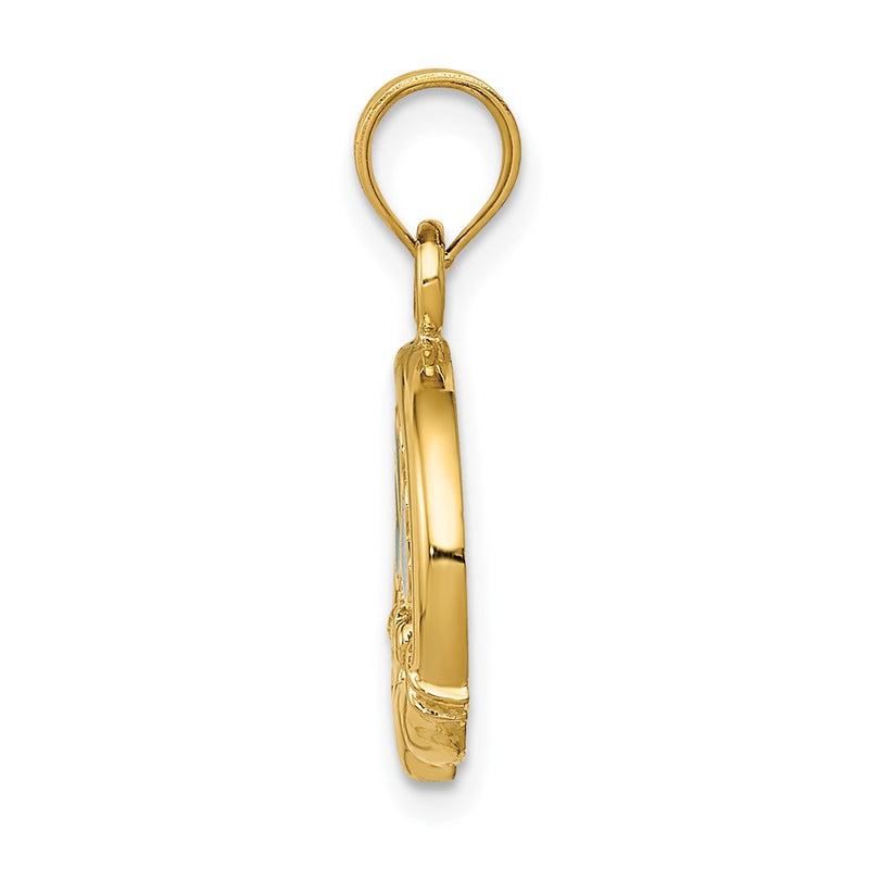 14k Yellow Gold Enameled Claddagh Charm