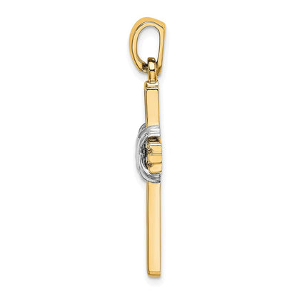 14k Yellow & Rhodium Gold w/Rhodium Passion Cross Pendant
