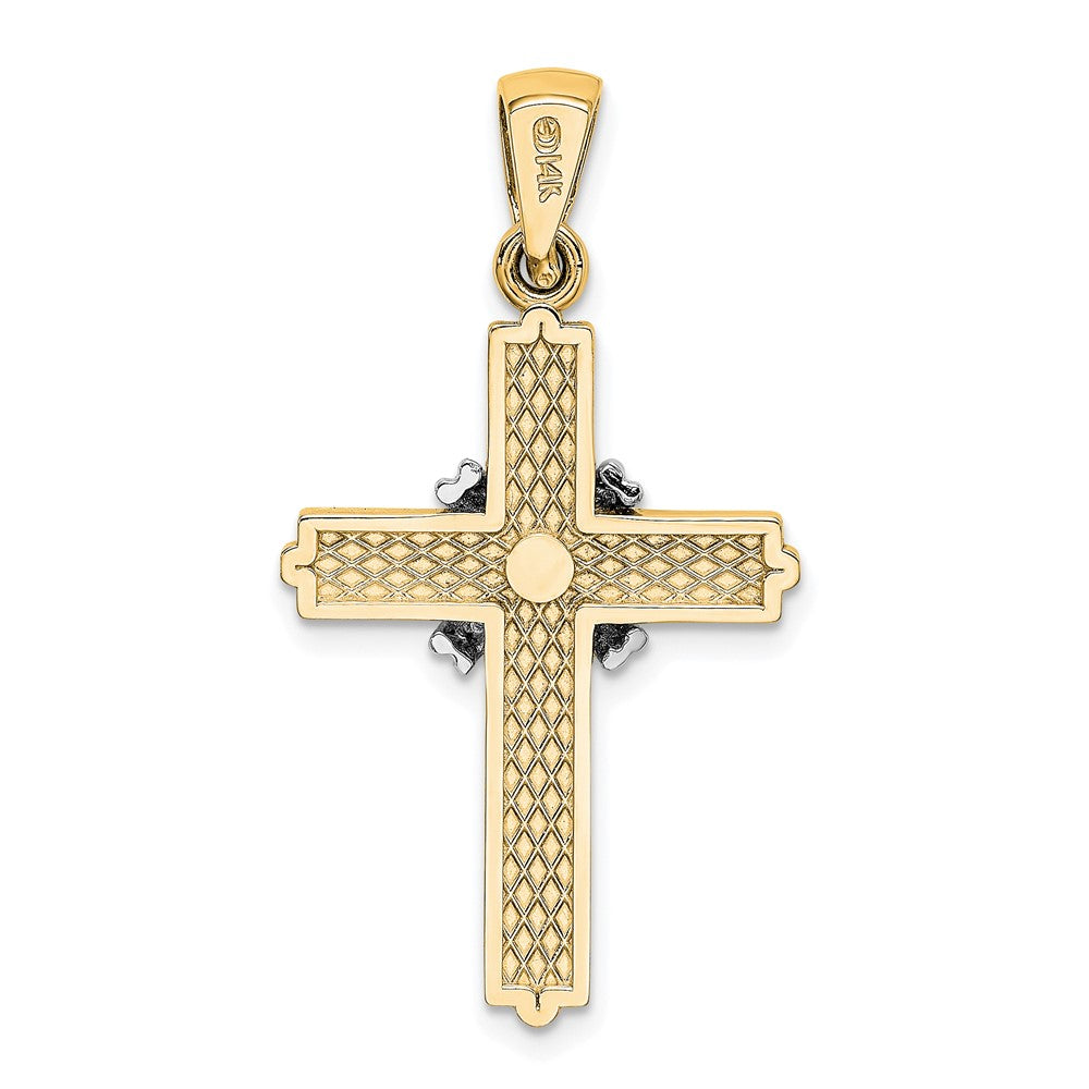 14k Yellow & Rhodium Gold w/Rhodium Passion Cross Pendant