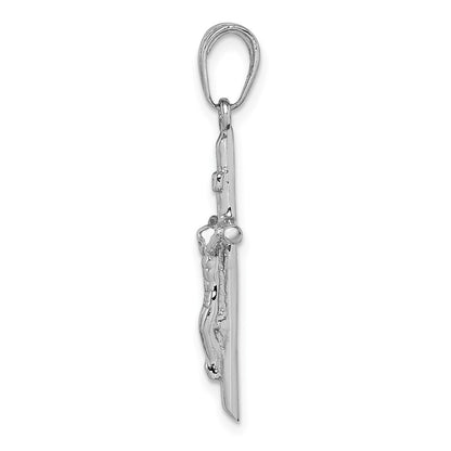 14k White Gold INRI Crucifix Pendant