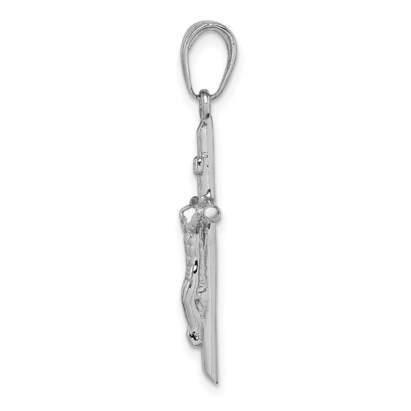 14k White Gold INRI Crucifix Pendant