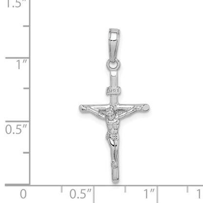 14k White Gold INRI Crucifix Pendant