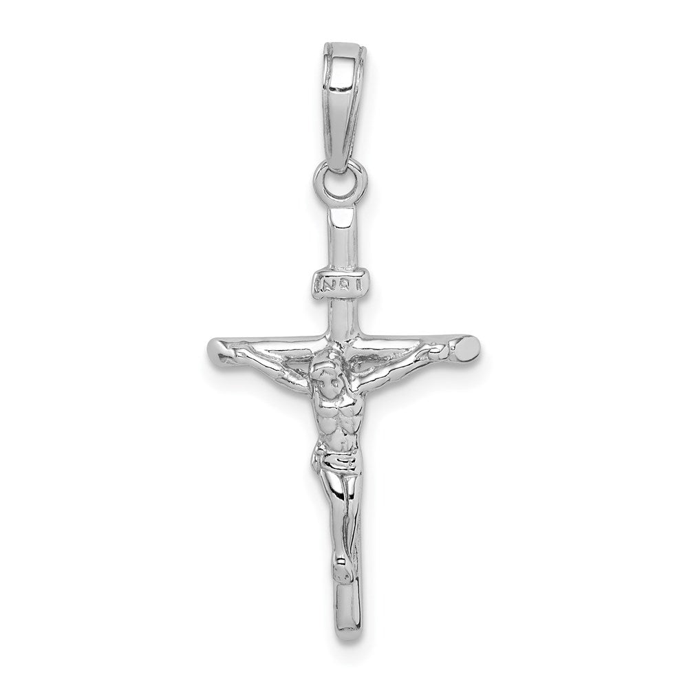 14k White Gold INRI Crucifix Pendant