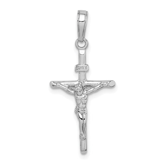 14k White Gold INRI Crucifix Pendant