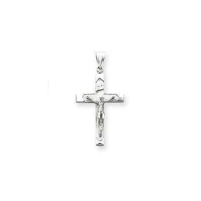 14k White Gold Crucifix Pendant