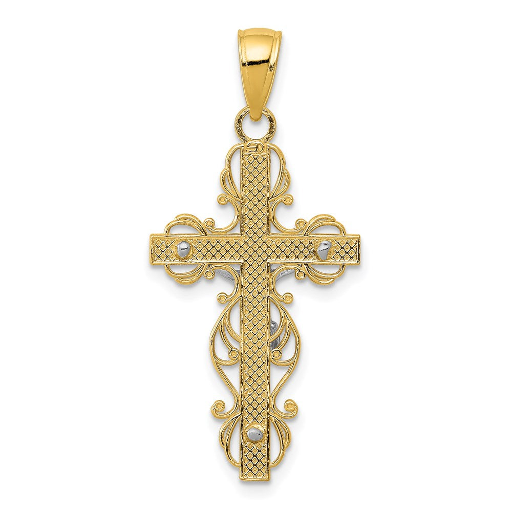 14k Two-tone Gold Crucifix Pendant