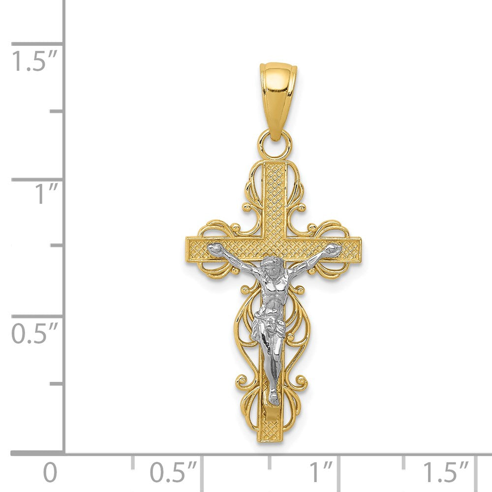 14k Two-tone Gold Crucifix Pendant