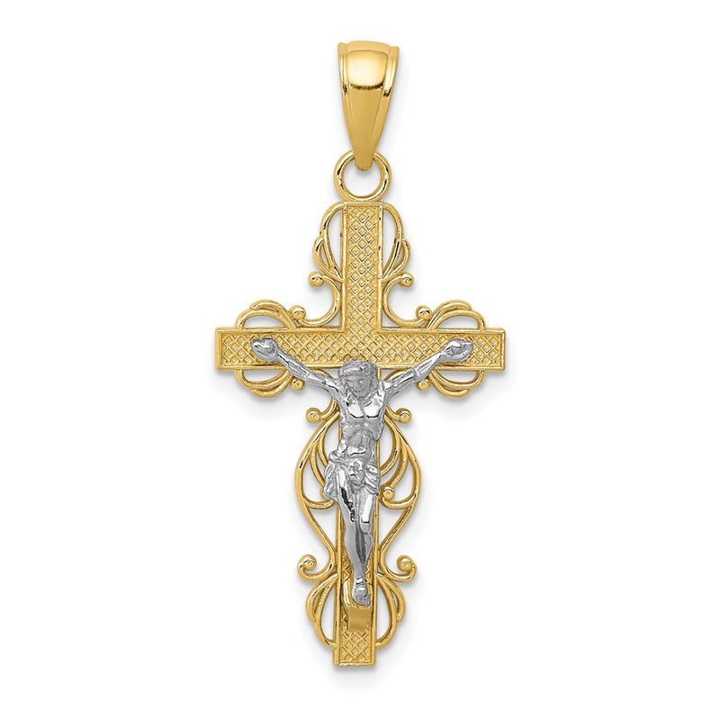 14k Two-tone Gold Crucifix Pendant