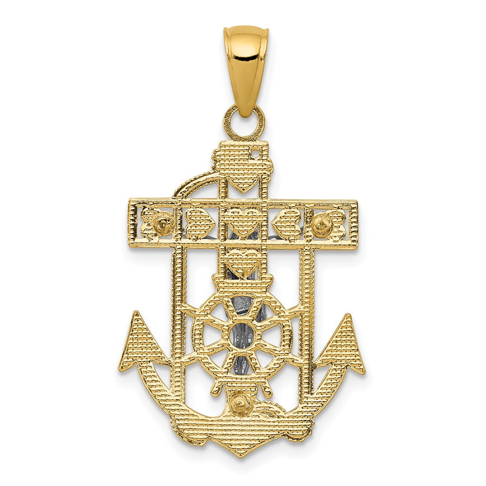 14k Two-tone Gold Mariner's Crucifix Pendant