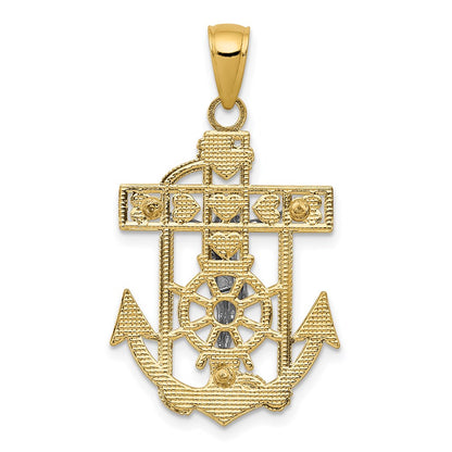 14k Two-tone Gold Mariner's Crucifix Pendant