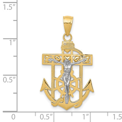 14k Two-tone Gold Mariner's Crucifix Pendant