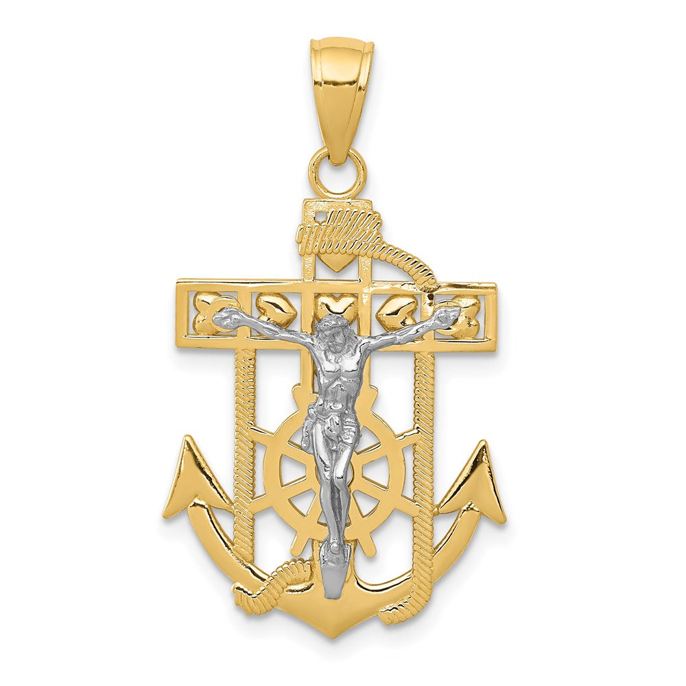 14k Two-tone Gold Mariner's Crucifix Pendant