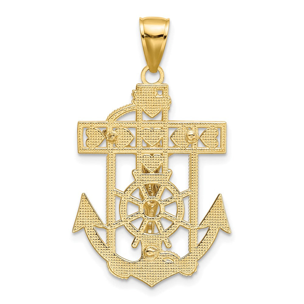 14k Two-tone Gold Mariner's Crucifix Pendant