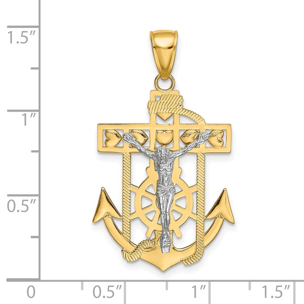 14k Two-tone Gold Mariner's Crucifix Pendant