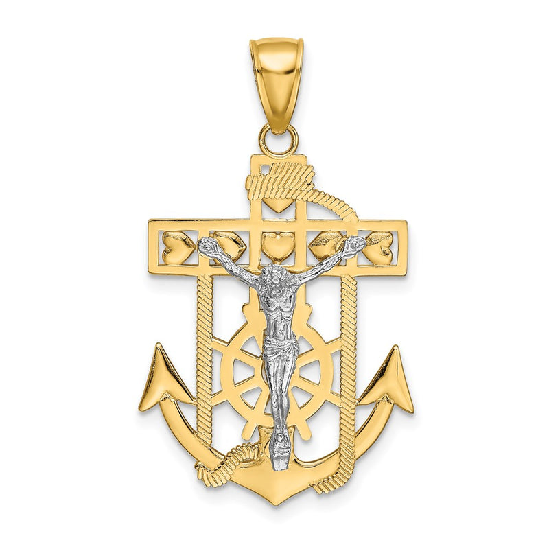 14k Two-tone Gold Mariner's Crucifix Pendant
