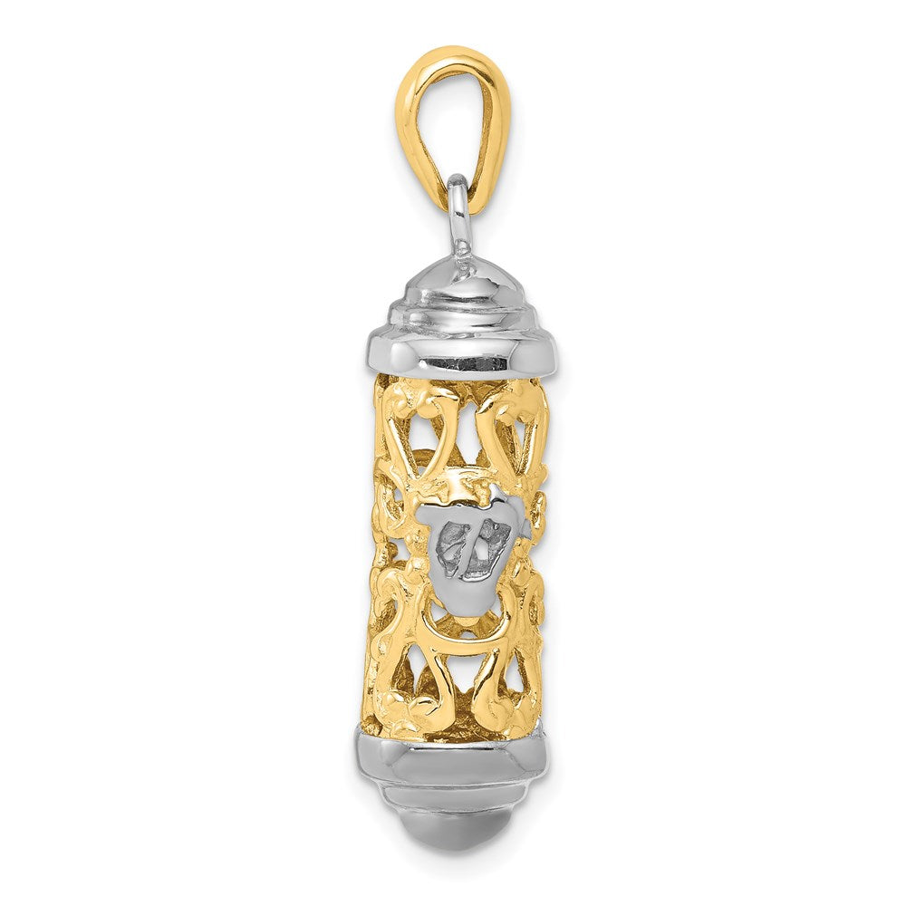14k Two-tone Gold Two-tone Gold 3D Mezuzah Pendant