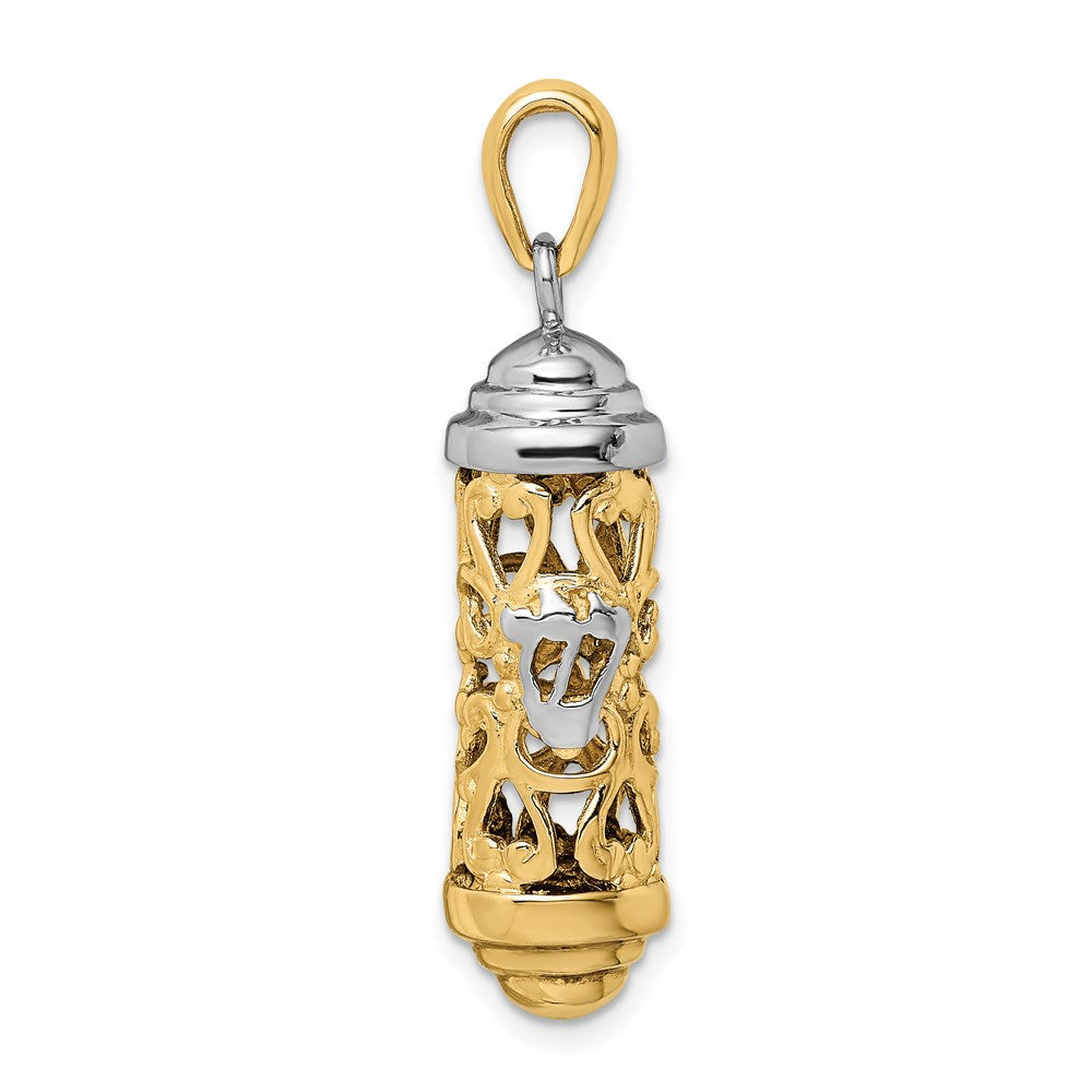14k Two-tone Gold Two-tone Gold 3D Mezuzah Pendant