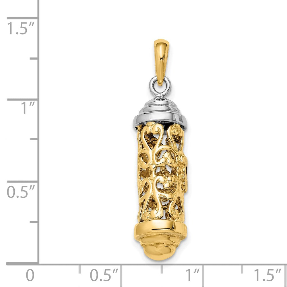 14k Two-tone Gold Two-tone Gold 3D Mezuzah Pendant