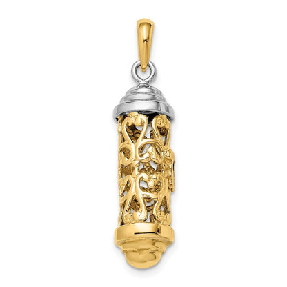 14k Two-tone Gold Two-tone Gold 3D Mezuzah Pendant