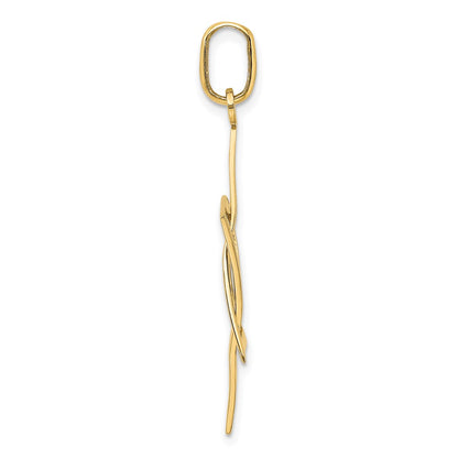 14k Yellow & Rhodium Gold W/ Rhodium Elongated Jewish Star Of David Charm