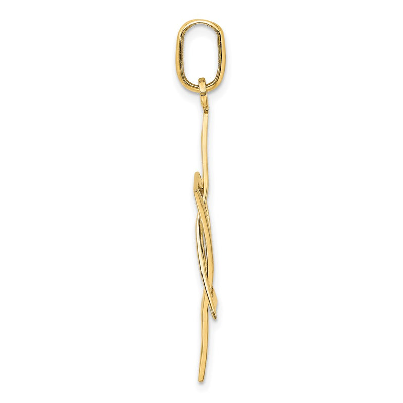 14k Yellow & Rhodium Gold W/ Rhodium Elongated Jewish Star Of David Charm