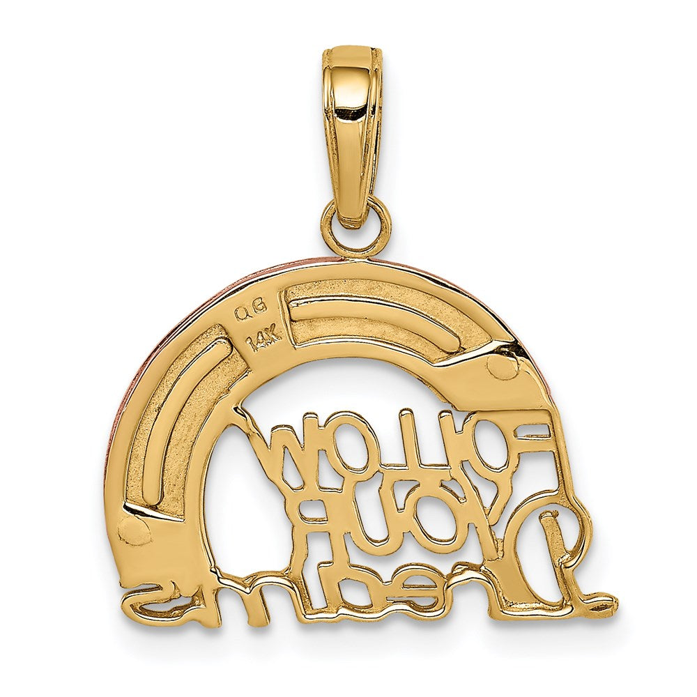 14k Two-tone Gold w/White Rhod FOLLOW YOUR DREAMS Rainbow Charm