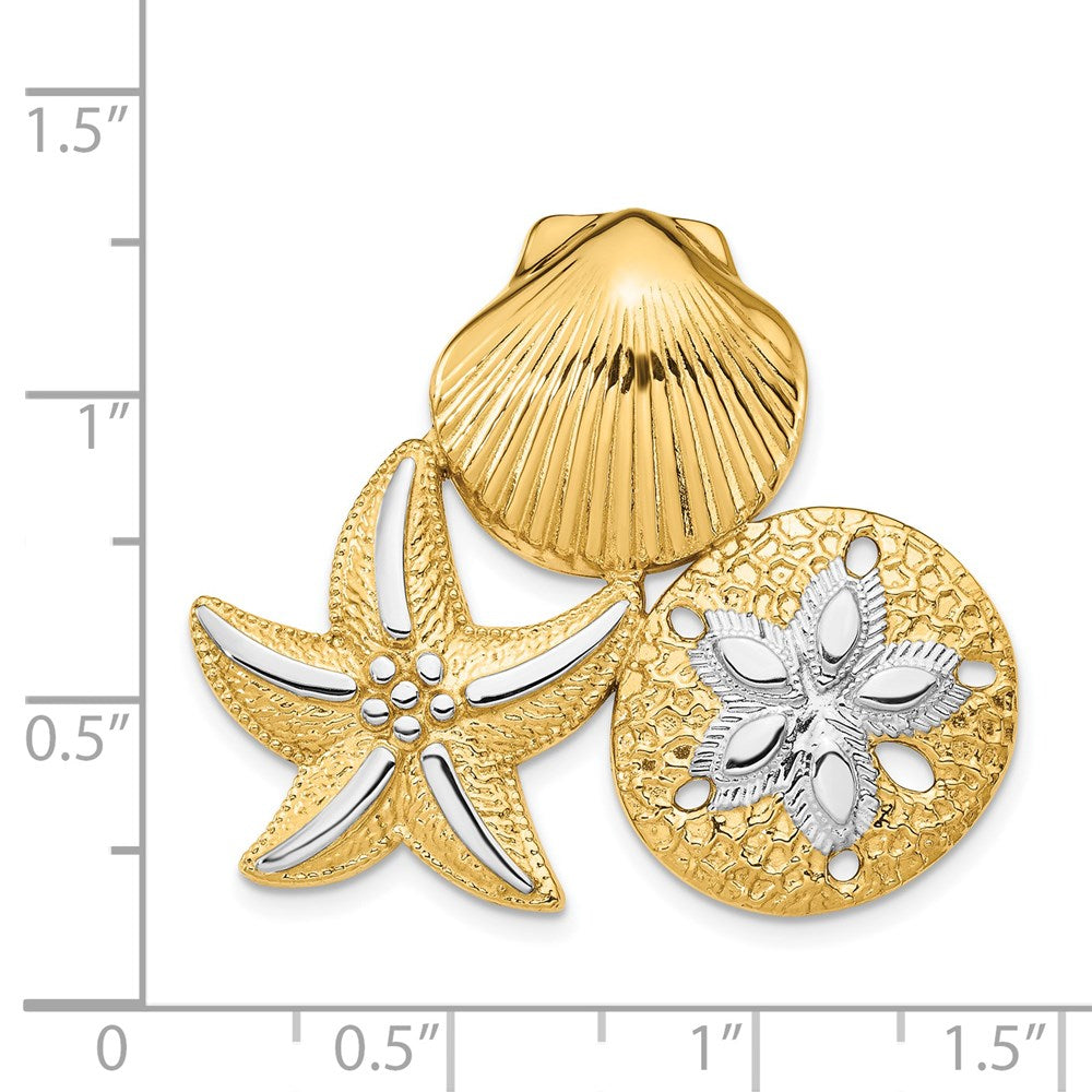 14k Yellow & Rhodium Gold & Rhodium Sea Life Slide
