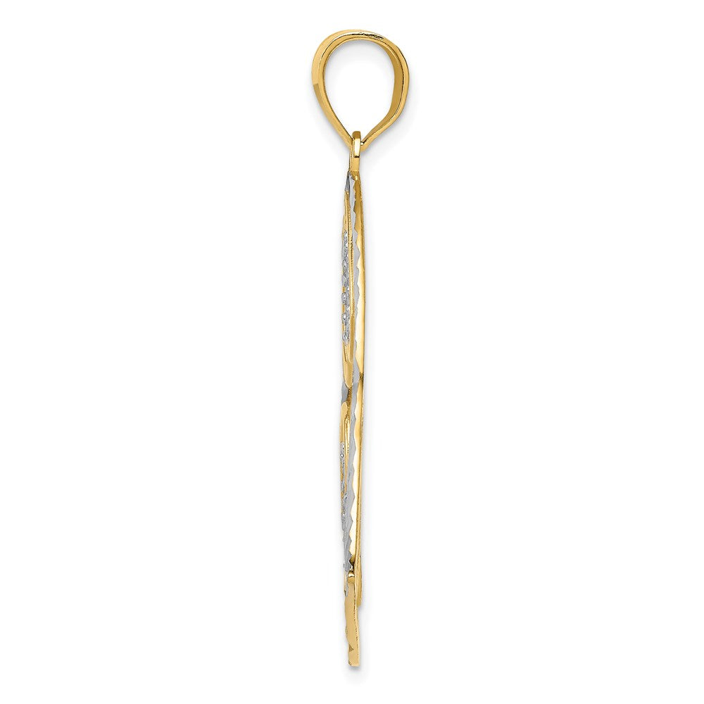 14k Yellow & Rhodium Gold w/ Rhodium Polished Hearts Inside Heart Pendant