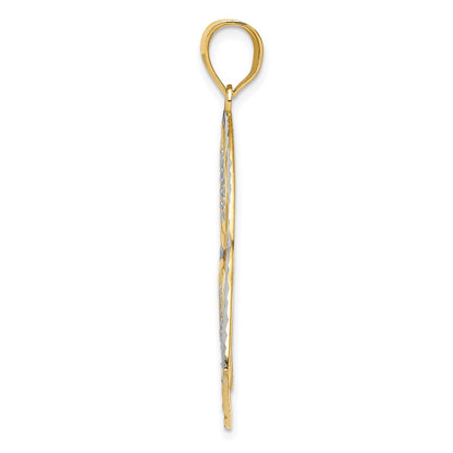 14k Yellow & Rhodium Gold w/ Rhodium Polished Hearts Inside Heart Pendant