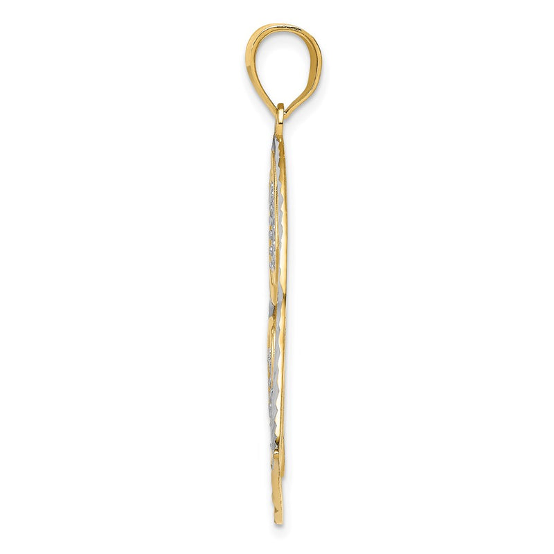 14k Yellow & Rhodium Gold w/ Rhodium Polished Hearts Inside Heart Pendant
