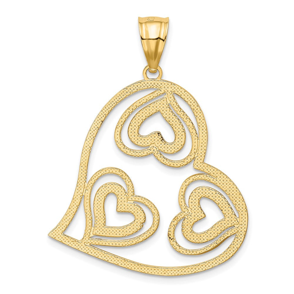 14k Yellow & Rhodium Gold w/ Rhodium Polished Hearts Inside Heart Pendant