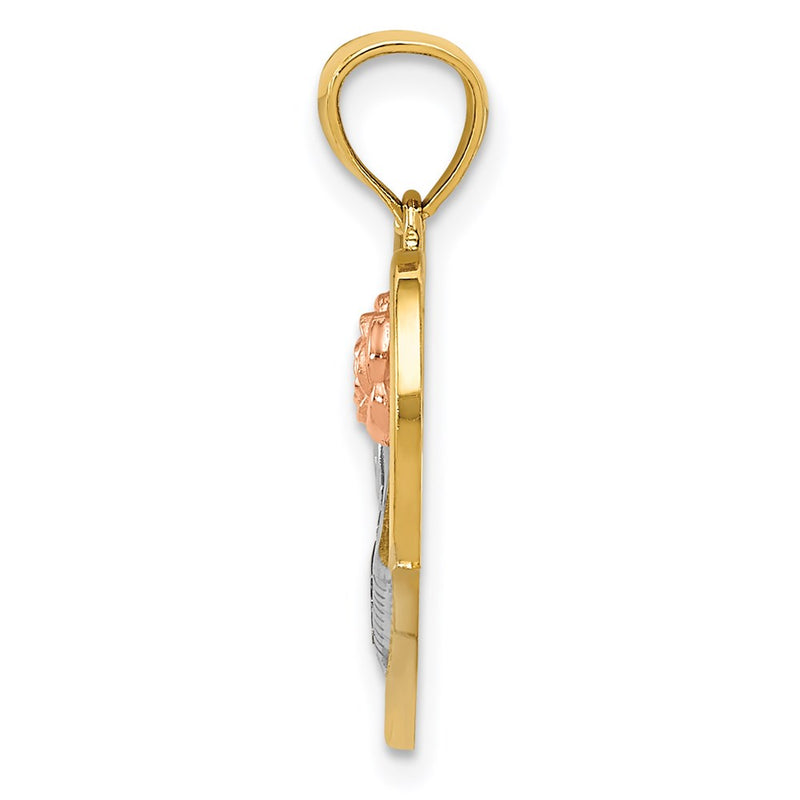 14k Two-tone Gold and Rhodium LOVE Heart Pendant