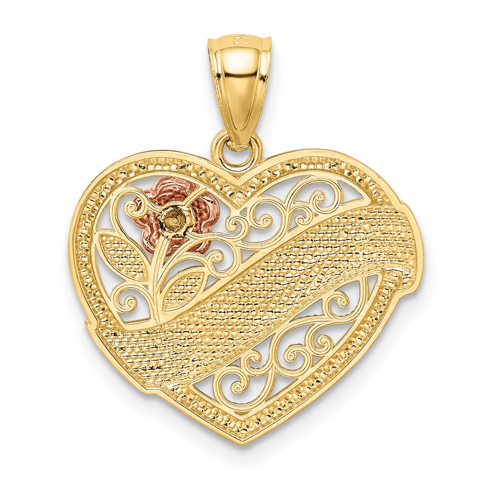 14k Two-tone Gold and Rhodium LOVE Heart Pendant